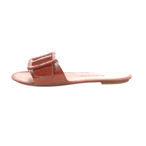 Definery Embossed Leather Slides - Picture 1 of 5